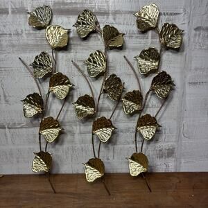 Mid Century Brass And Copper Leaf Wall Decor Set Of 3